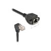 Delock - Netzwerkverlängerungskabel - RJ-45 (M) gewinkelt zu RJ-45 (W) schraubbar - 25 cm - 6 mm - S / FTP - CAT 6a - geschirmt, halogenfrei - Schwarz